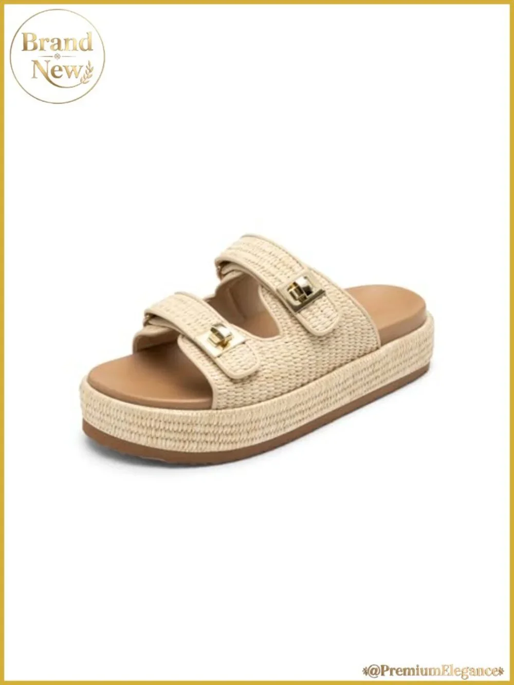 Women's Platform Wedge Espadrille Sandals Slip-On Buckle PU Midsole